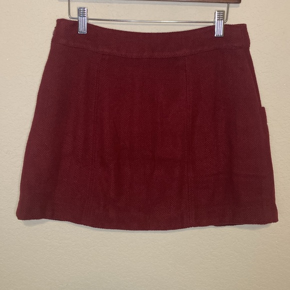 Free People Mini Burgundy Side Zip Skirt 10 - Picture 3 of 8